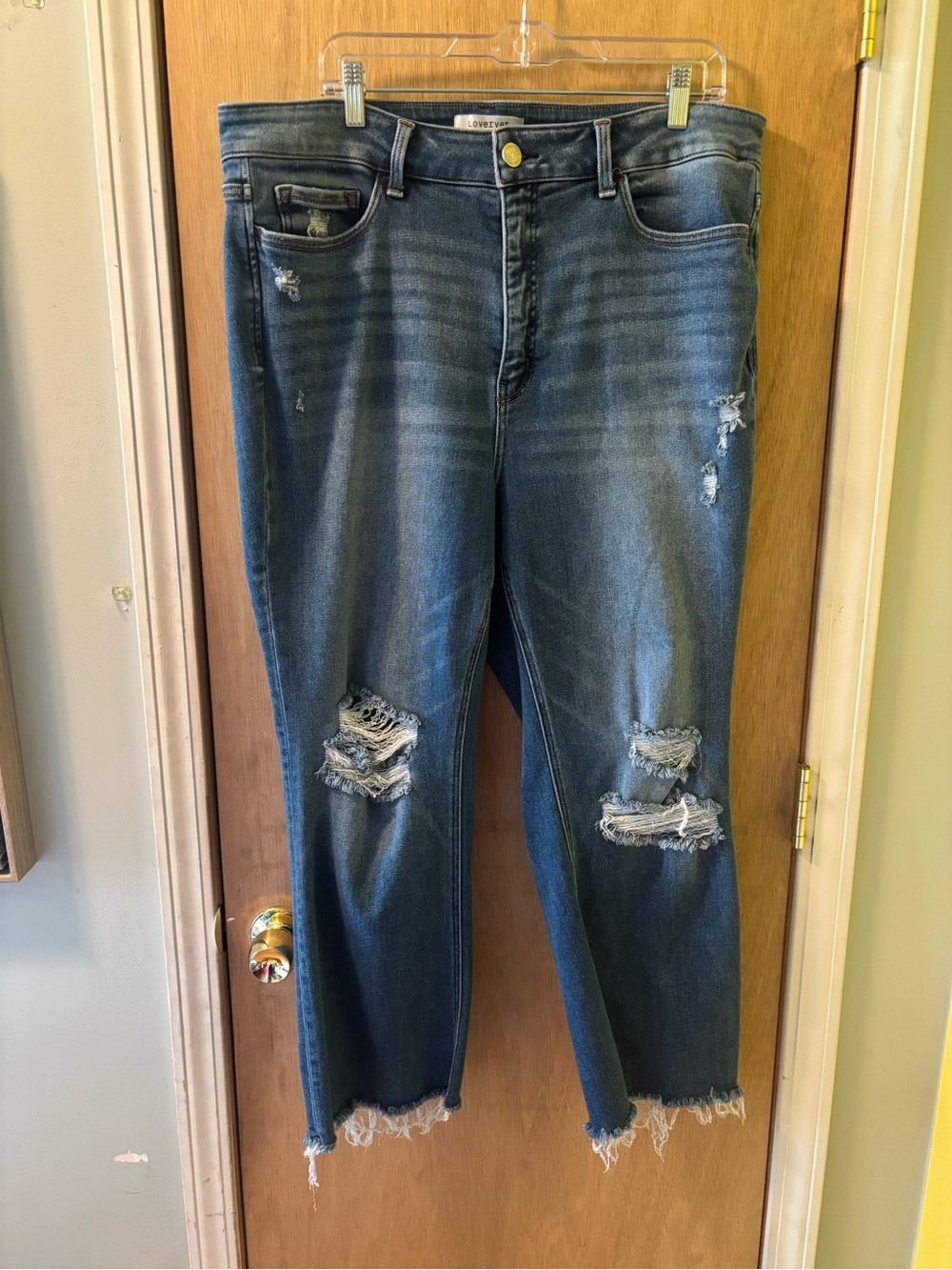 Lovervet by VERVET "Aurora" High-Rise Distressed Kick Flare Jeans